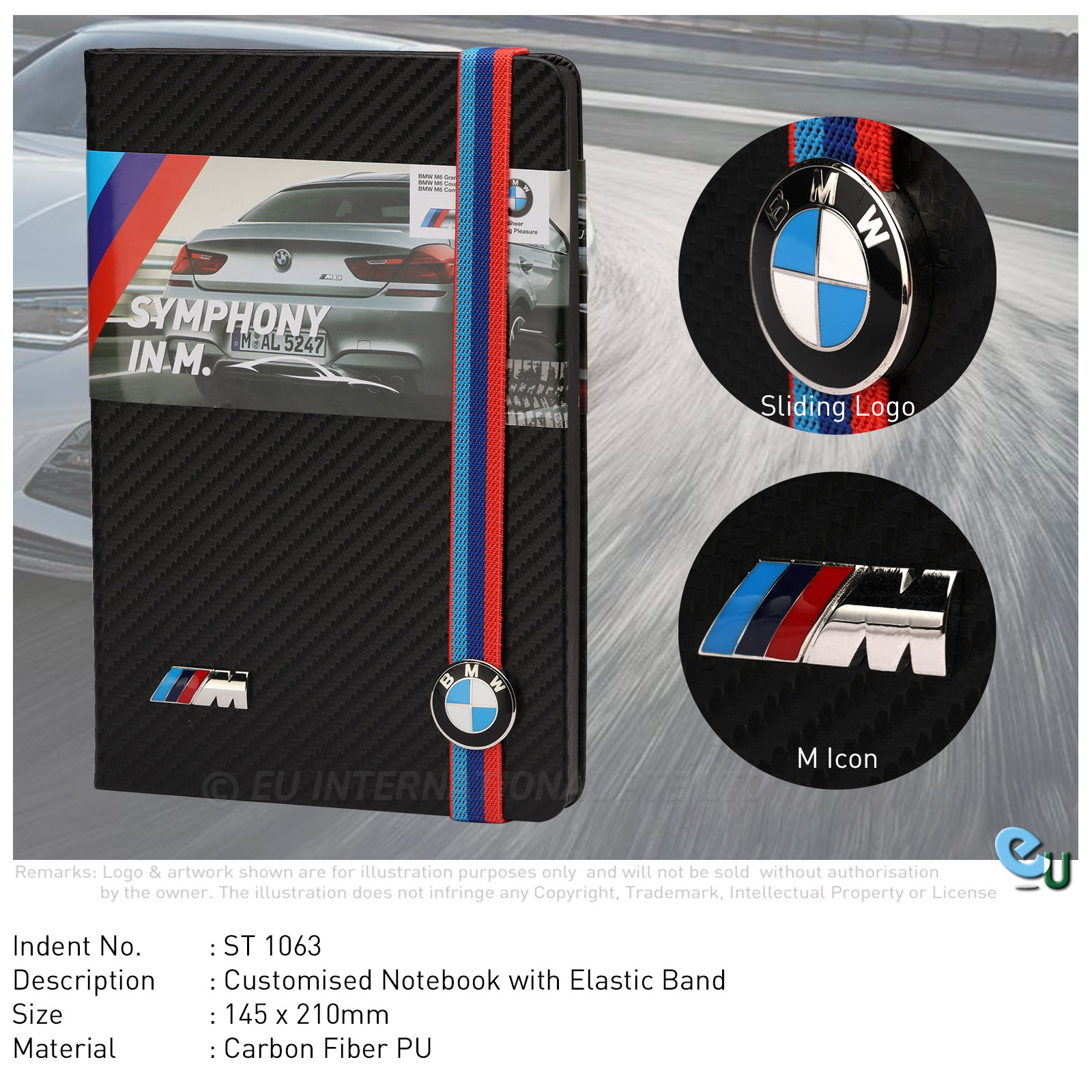 EU International Pte Ltd Customised Note Book with Elastic Band and 2D Icon - Image 1