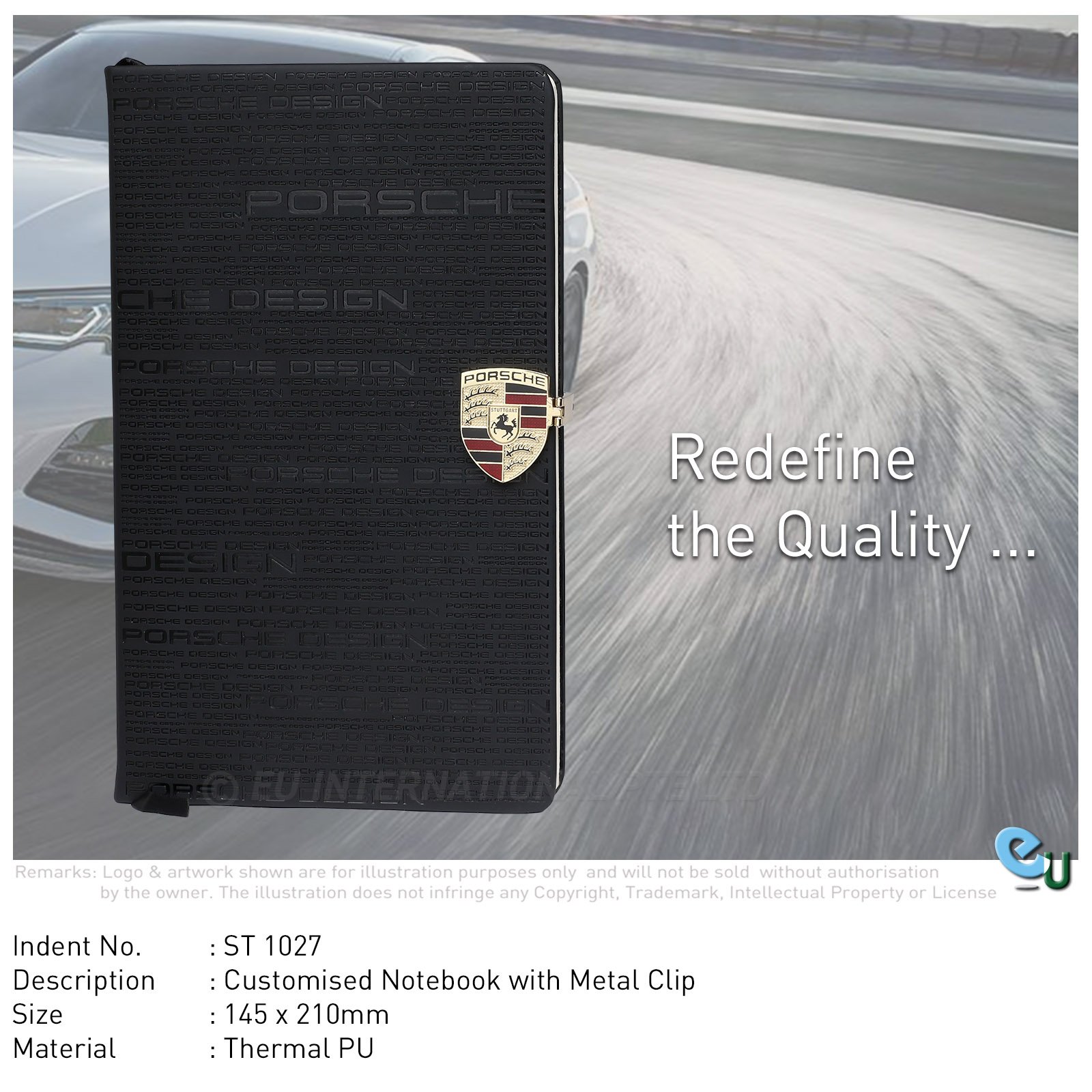 EU International Pte Ltd Customised Notebook with Metal Clip - Image 1