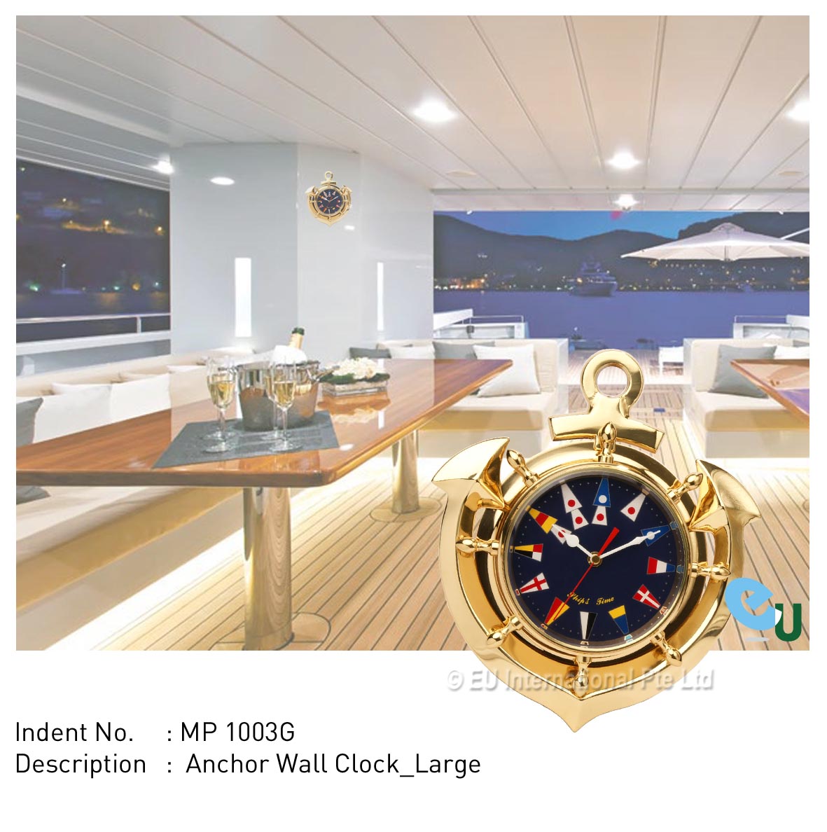 Anchor-Wall-Clock-Gold-MP1003GL-P Anchor Wall Clock Gold - Image 1