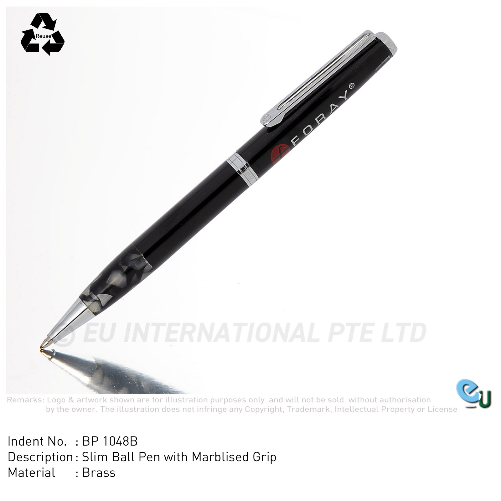 EU International Pte Ltd Slim Ball Pen with Marbleized Grip