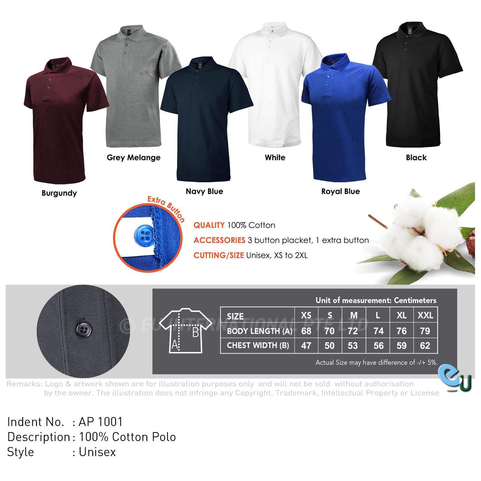 EU International Pte Ltd 100% Cotton Polo - Image 1